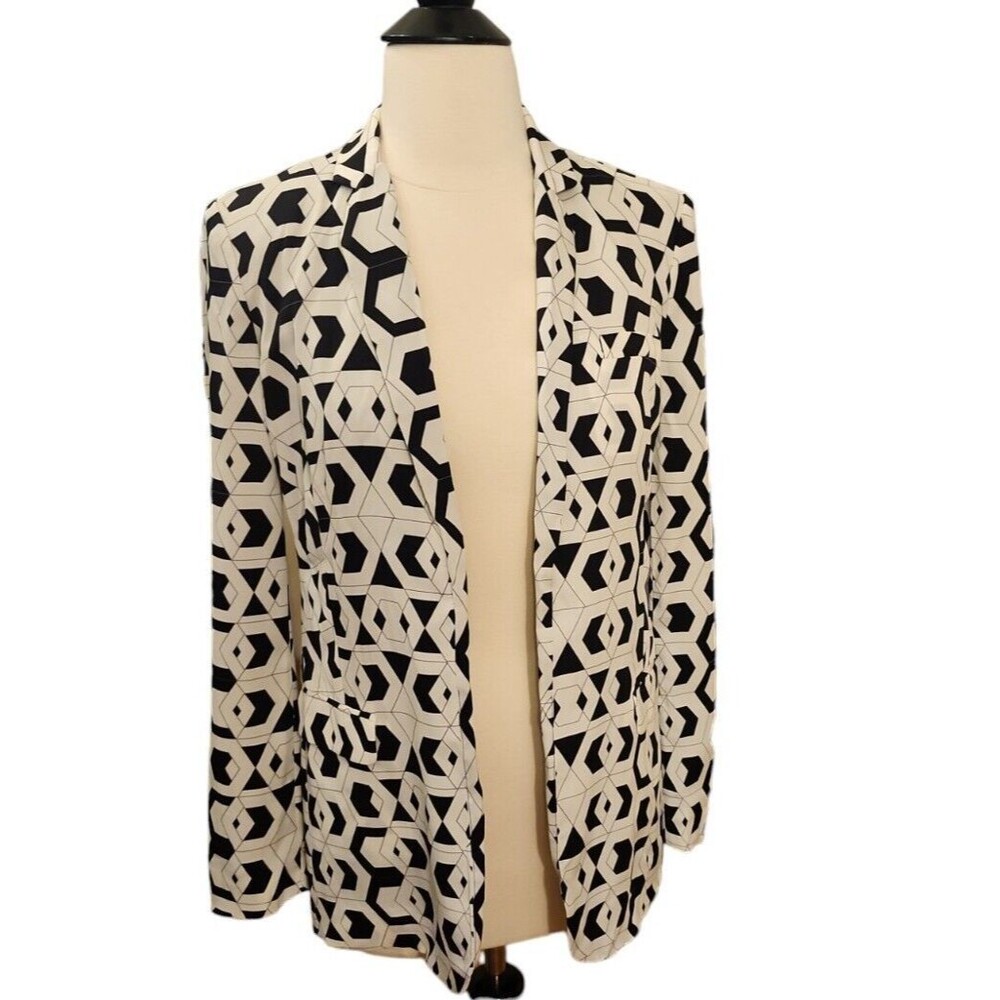 Diane Von Furstenberg Silk Blend Blazer Women's Size 0 Maximalist Professional